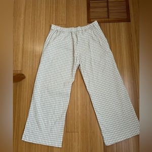 Gingham Crepe Loose Wide Leg Elastic-Waist Pants - Perfect For The Beach